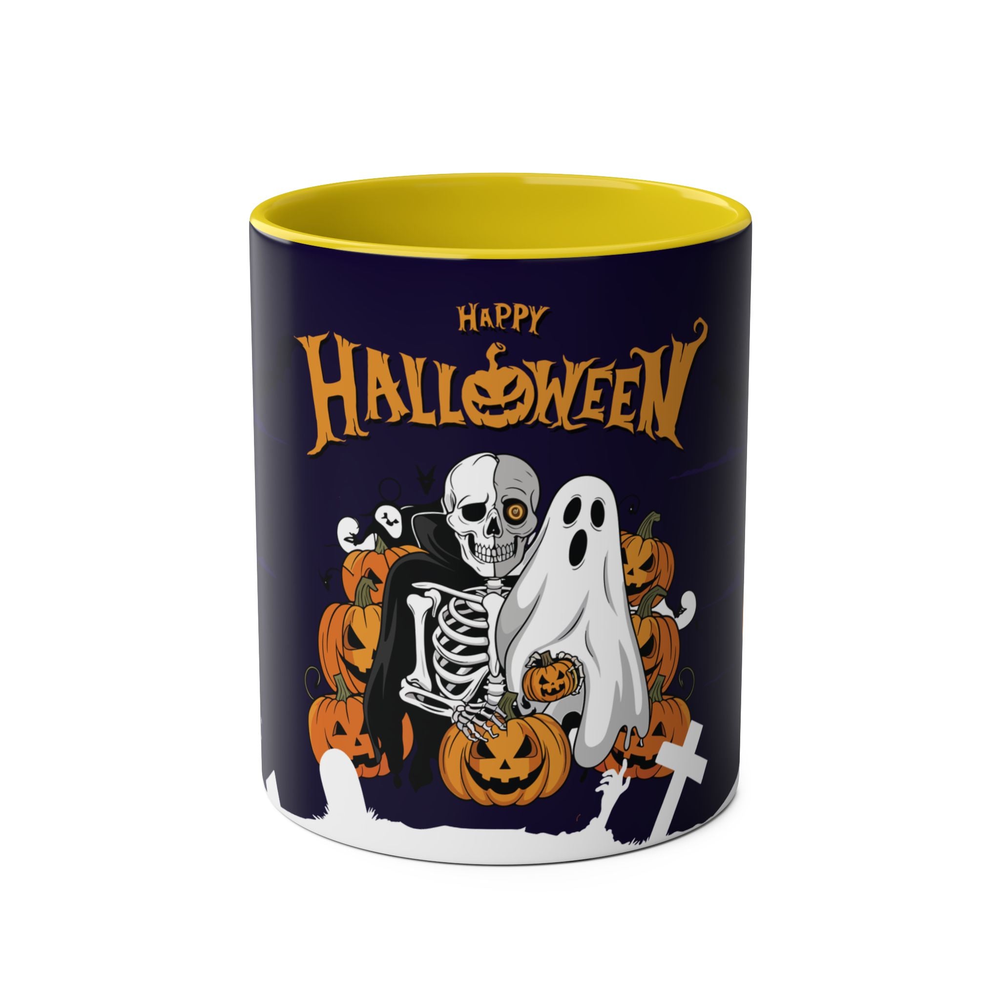 Halloween is Better with Skeleton | Two-Tone Coffee Mugs